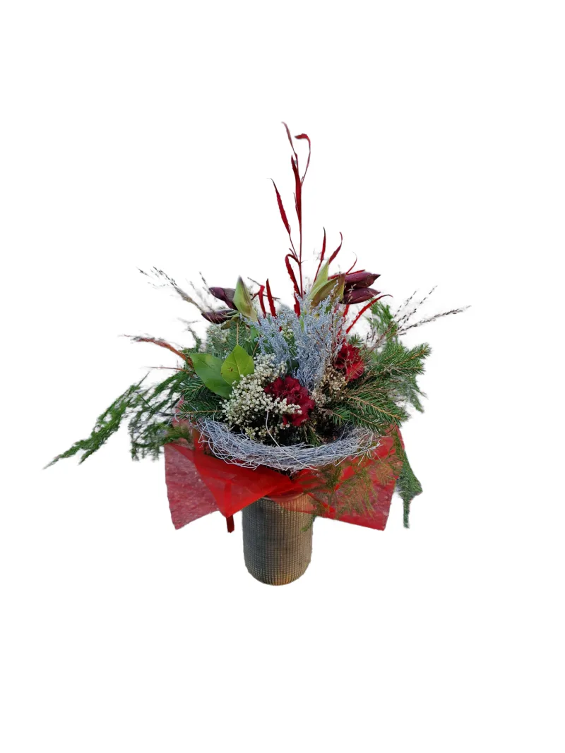 Handbunden bukett med säsongens blommor